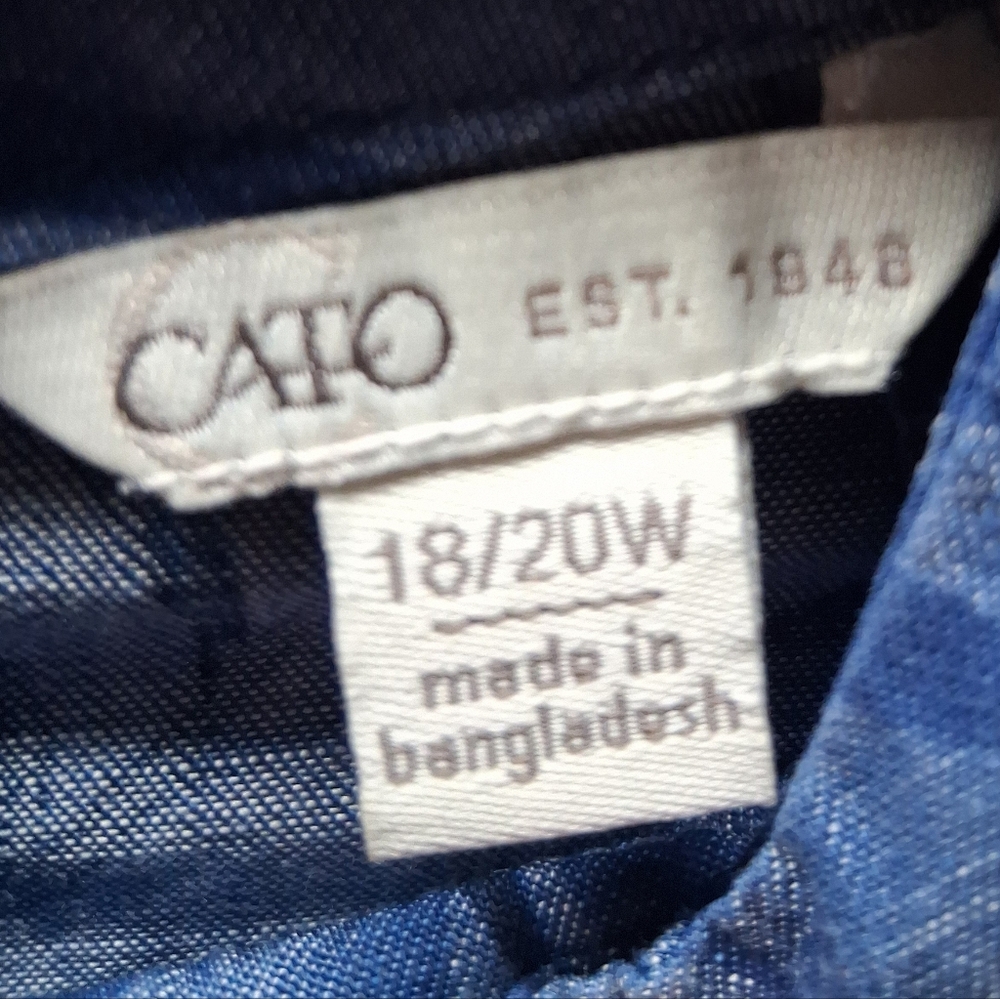 ​Cato Blouse 100% Tencel Lyocell Size 18/20W Plus Blue Tropical Palm Print Halte - Picture 6 of 12